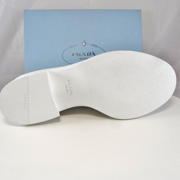NIB$1200 Prada Spazzolato Triangle Logo Platform Leather Slip-On Loafers 39 - Picture 12 of 13